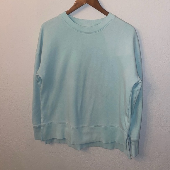 Women's Aqua Blue Light Weight Beach Jumper Sweatshirt - Picture 2 of 9